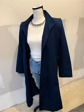 Vintage 1990’s navy Blue Women's Trench Coat